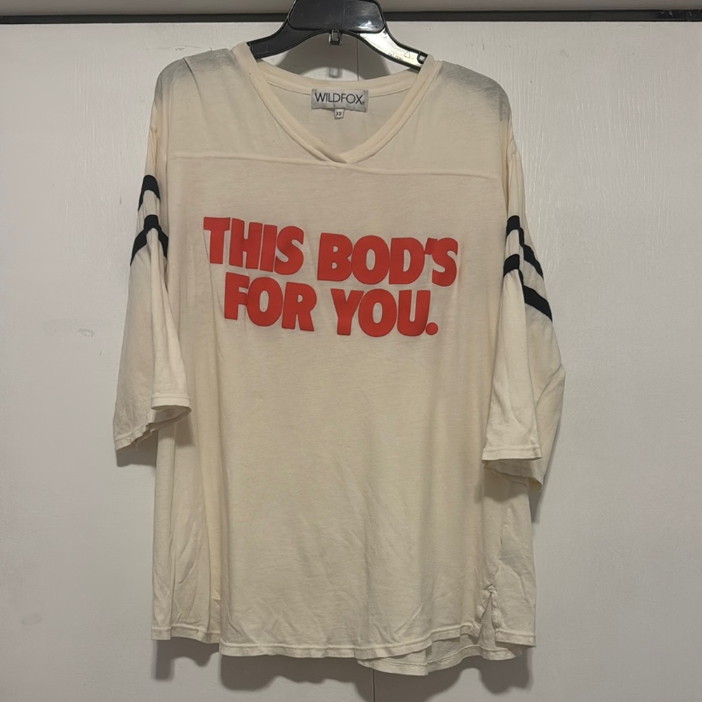 Wildfox Off-White Tee with Bold Red Text